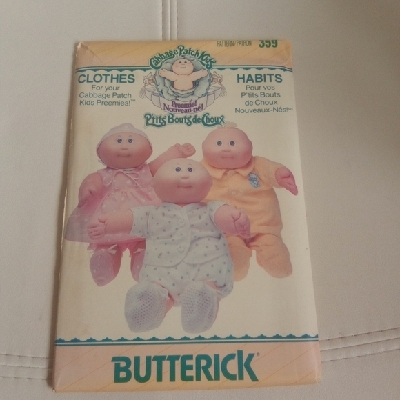 4/$50 Butterick 359 Cabbage Patch Kids Clothes Pattern - Picture 3 of 6